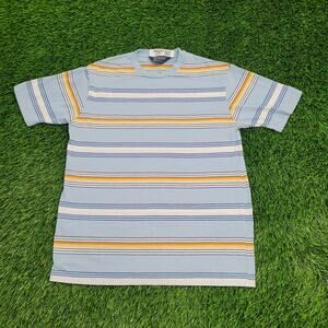 Vintage 80s DEE-CEE MOD Striped Shirt Small 18x26 Blue